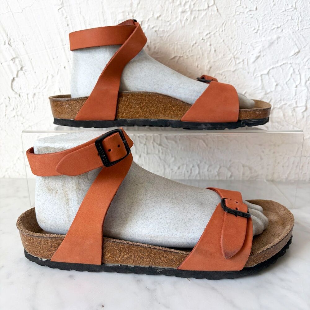 Birkenstock Isis Sandals Womens 39 US 8 Nubuck Terracotta Leather Ankle Strap